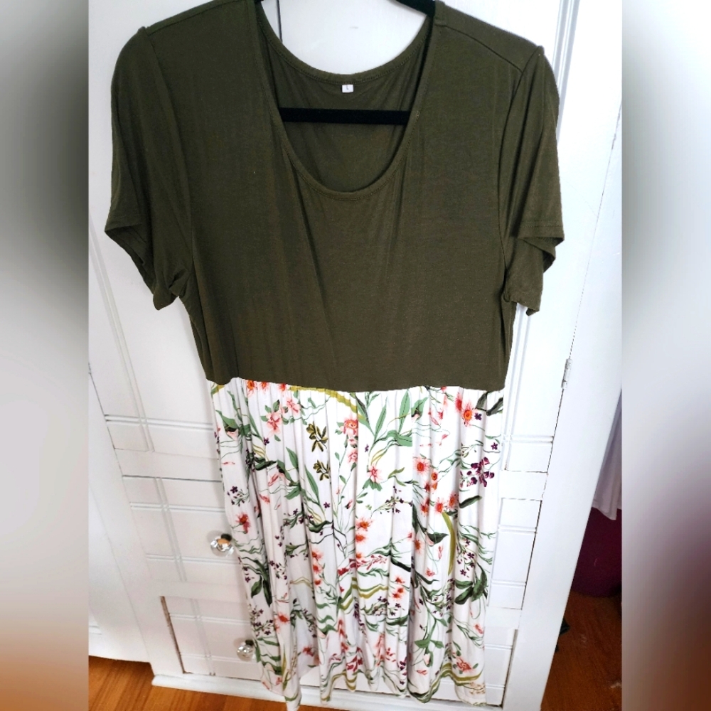 Soft Green with White Floral Maternity Dress